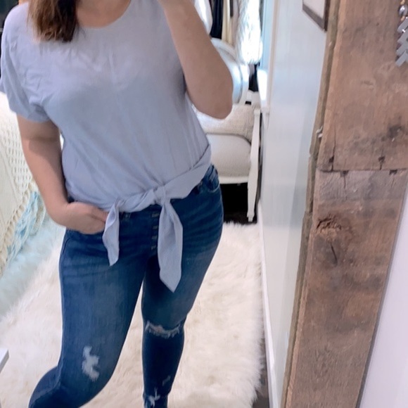 Madewell blue striped tie front top size medium - Picture 1 of 5
